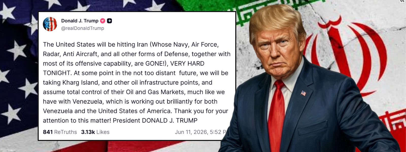 Trump: US Will Be Hitting Iran Very Hard Tonight